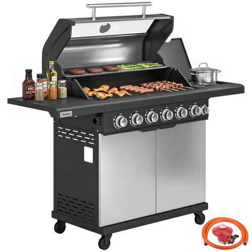 Outsunny burner gas bbq - outsunny, 6+1