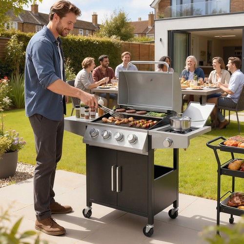 Burner gas bbq grill with - 4+1,