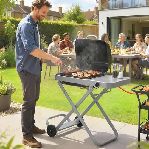 Foldable gas bbq grill with - grill,