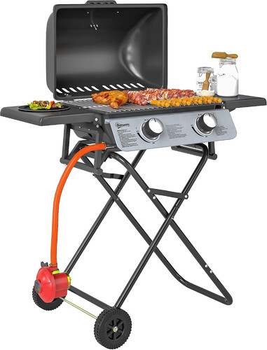 Foldable gas bbq with side - with,
