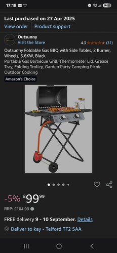 Outsunny foldable gas bbq in - outsunny,