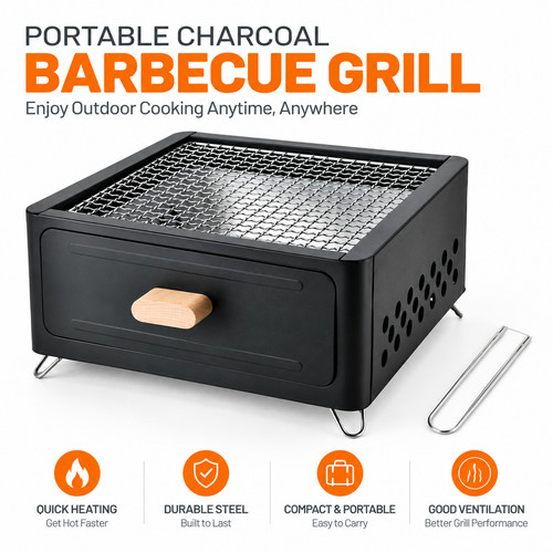 Portable charcoal bbq grill - charcoal,